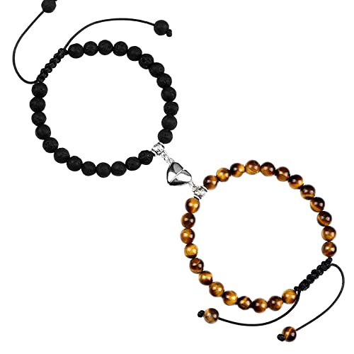 Personalisierbare Armbänder Herren Damen Armband Perlenarmband Lava verwitterter geflochtener Schmuck für Damen und Paare für Studenten Halloween Weihnachten Valentinstag (E, One Size) von KAREN66