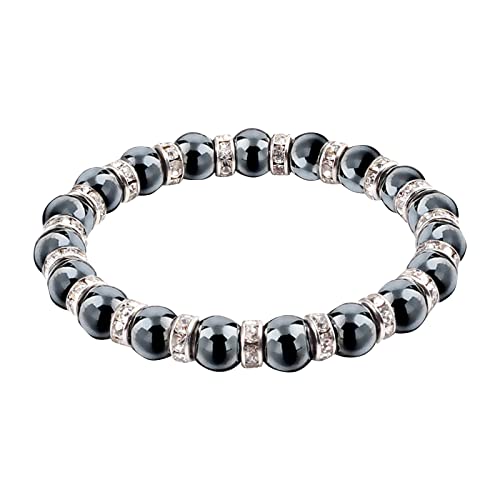 Personalisierbare Armbänder Herren Damen Armband Schwarzes Gallenstein-Perlen-Armband einzelnes Kreis-Armband-Schmuck-Paar-Armband Halloween Weihnachten Valentinstag (B, One Size) von KAREN66