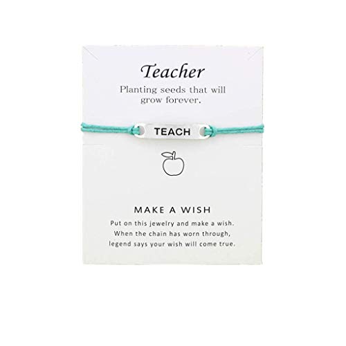 Personalisierbare Armbänder Herren Damen Armband Teach Blessing Jewelry for Teacher Armband Card Card Inspirierende Armband-Ohrringe Armschmuck (Mint Green, One Size) von KAREN66