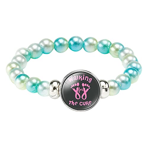 Personalisierbare Armbänder Herren Damen Armband Versteckte Hohle Perlen Cancer Awareness Perlen rosa Brustkrebs oder mehrfarbiges Armband, passend für die meisten Halloween Weihnachten (C, One Size) von KAREN66