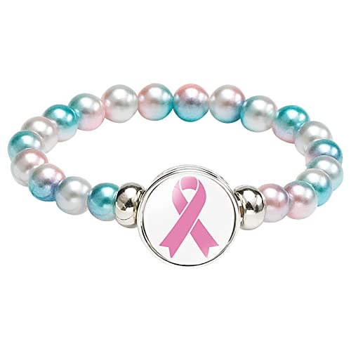 Personalisierbare Armbänder Herren Damen Armband Versteckte Hohle Perlen Cancer Awareness Perlen rosa Brustkrebs oder mehrfarbiges Armband, passend für die meisten Halloween Weihnachten (K, One Size) von KAREN66