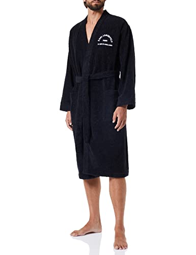 KARL LAGERFELD Herren Unisex Address Logo Bathrobe Bademantel, Schwarz, M EU von KARL LAGERFELD