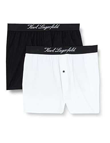 KARL LAGERFELD Herren Karl Lagerfeld Herren Hotel Karl Gewebte Boxershorts (X3), Schwarz/Weiß, XL von KARL LAGERFELD