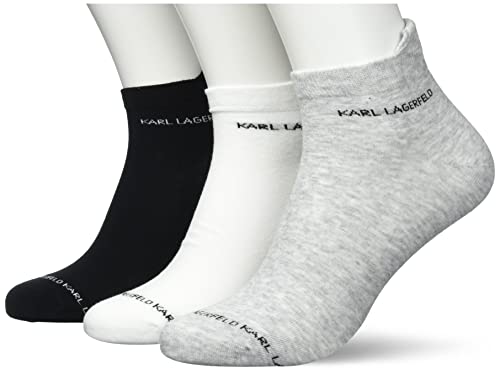 KARL LAGERFELD Herren Karl Lagerfeld Herren K/Ikonik 2.0-Sneaker-Socken (X3), Schwarz/Weiß/Grau, 43-46 von KARL LAGERFELD