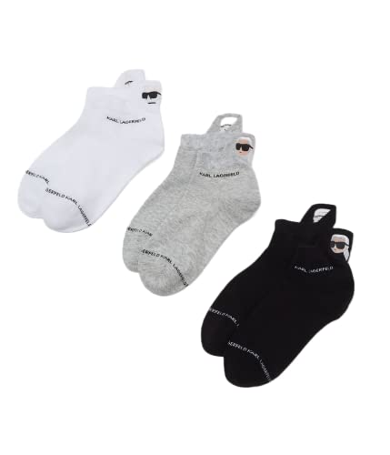 KARL LAGERFELD Herren K/Ikonik 2.0 Kurze Socken X3, Schwarz/Weiß/Grau, 39-42 von KARL LAGERFELD