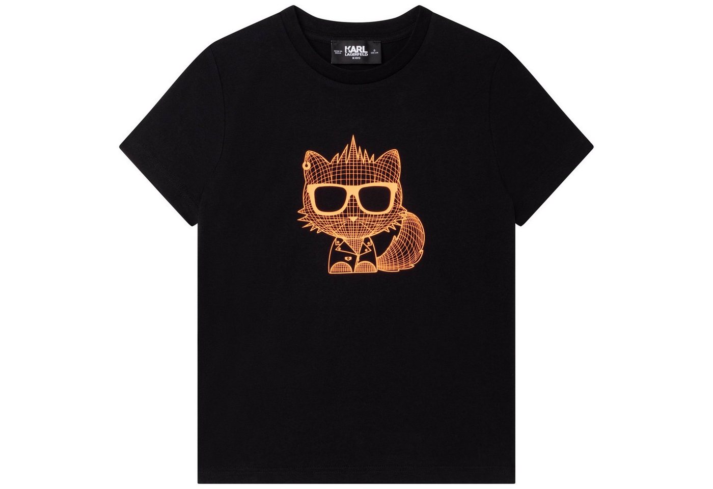 KARL LAGERFELD Umhängetasche Karl Lagerfeld KIDS T-Shirt schwarz mit Katze Choupette Print orange von KARL LAGERFELD