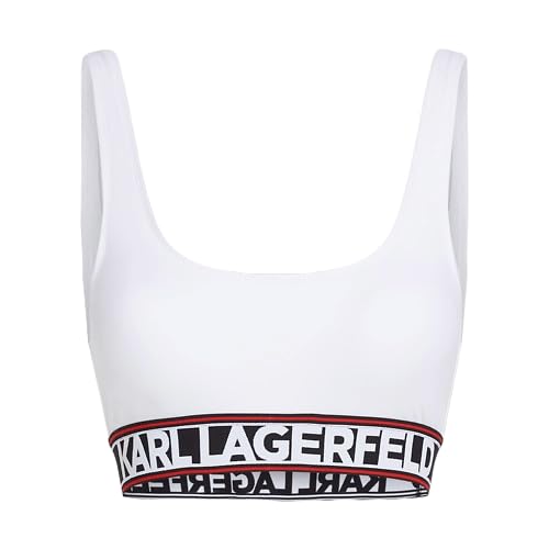 Karl Lagerfeld elongated logo bikini Oberteil, Weiß, 0M von KARL LAGERFELD