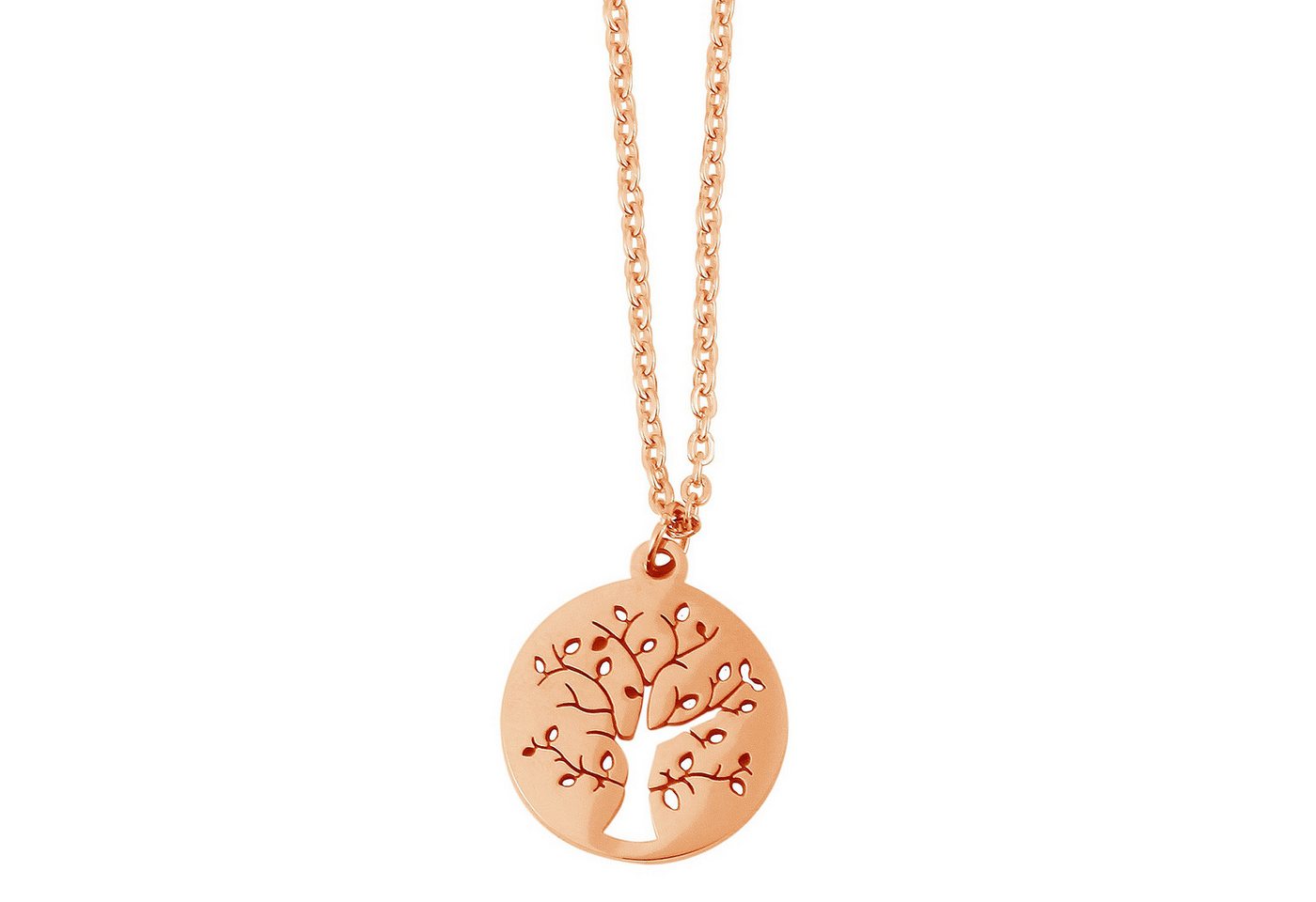 KARMA Kette mit Anhänger Damenkette Rose Gold Lebensbaum Halskette (Halskette mit Anhänger), Damen Damenschmuck Medaillon Goldkette von KARMA