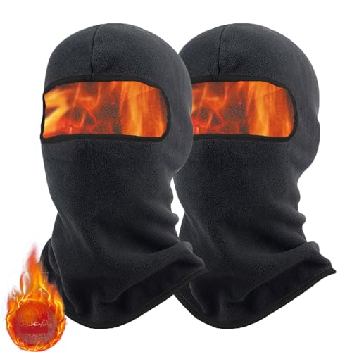 KASESSS 2Stück Sturmhaube Motorrad Herbst Winter, Sturmmaske Schwarz, Winddicht Warm Balaclava Winter, Skimaske Einheitsgröße Herren/Damen Sturmhauben für Outdoorsports Skifahren Radfahren Snowboarden von KASESSS