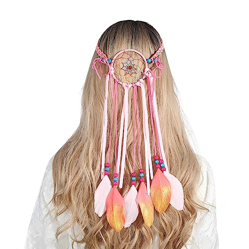 Böhmisches Feder-Haarband für 55–60 cm Kopfumfang, für Kinder und Mädchen, Geburtstagsgeschenk, Blumenfeder-Stirnband von KASFDBMO