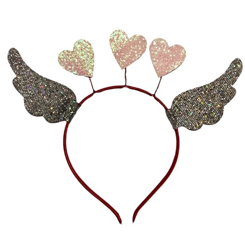 Heart&Wing Stirnband Für Damen Und Mädchen Haarband Für Bankett Haarband Glitzer Lametta Dekor Haarband Für Valentinstag Stirnband Valentinstag Stirnbänder Für Frauen Valentinstag Stirnband von KASFDBMO