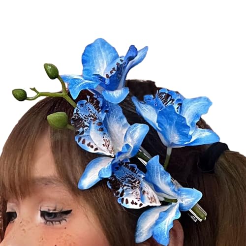 Japonism Lilien Brautblumen-Haarspange mit seitlichem Clip, Prinzessin, süße Mädchen, Pony-Clip, Lilien, Blumen, Lilien, mehrfarbig, niedliche Haarspangen für dickes Haar von KASFDBMO