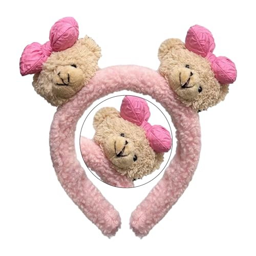 Pelziges Plüsch Stirnband Cartoon Bowknot Bär Stirnband Weiblich Waschendes Gesicht Haarband Erwachsene Kinder Familientreffen Kopfbedeckung Verstellbares Haar Accessoire von KASFDBMO