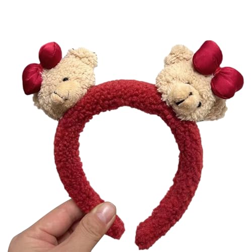 Pelziges Plüsch Stirnband Cartoon Bowknot Bär Stirnband Weiblich Waschendes Gesicht Haarband Erwachsene Kinder Familientreffen Kopfbedeckung Verstellbares Haar Accessoire von KASFDBMO