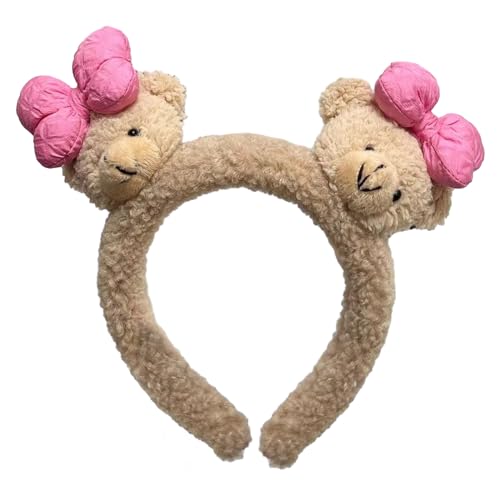 Pelziges Plüsch Stirnband Cartoon Bowknot Bär Stirnband Weiblich Waschendes Gesicht Haarband Erwachsene Kinder Familientreffen Kopfbedeckung Verstellbares Haar Accessoire von KASFDBMO