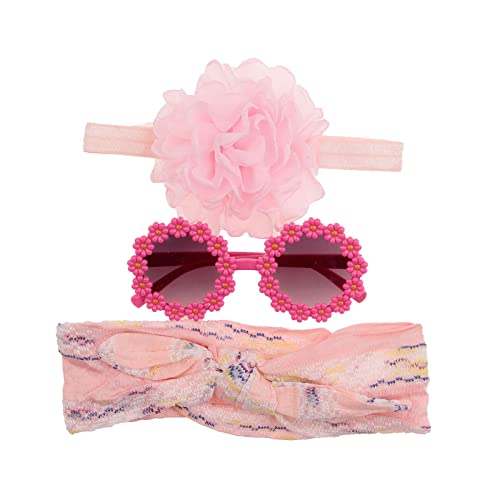 Prinzessinnen-Haarbänder + runde Sonnenbrille für Vorschule, Jungen, Mädchen, Geschenk, Foto-Requisiten, Sonnenblumen-Thema, florales Haarband, Kinder-Stirnbänder von KASFDBMO