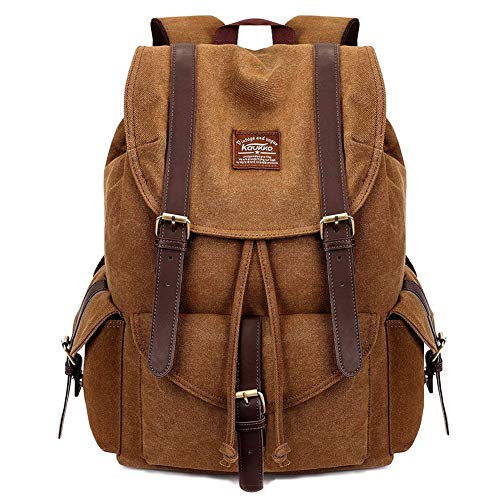 KAUKKO Herren Damen Schulrucksack Wanderrucksack Reisetasche Laptoprucksack Outdoor Sports Freizeit Daypacks, Khaki, Large von KAUKKO