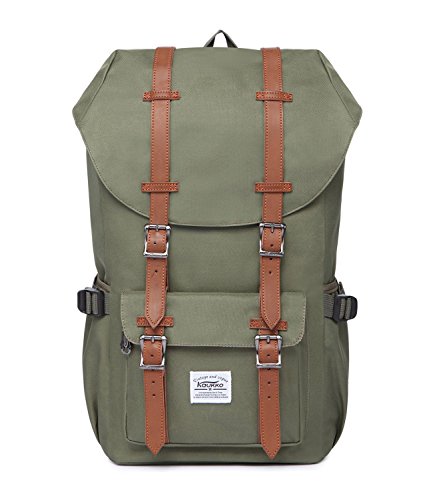 KAUKKO Rucksack Damen Herren Daypack mit Laptopfach für 15 Zoll Notebook für Schule, Uni, Reisen, Wandern, 22L (Grün) von KAUKKO