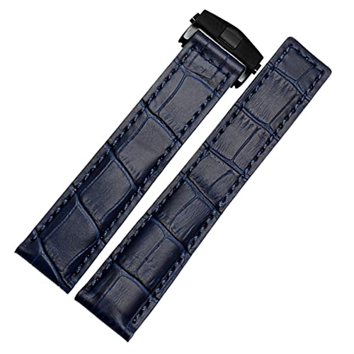 KAVJU Für TAG Heuer Echtleder-Armband, Stiche, 19, 20, 22 mm, für Herren, Armband mit Faltschließe, 22 mm, Achat von KAVJU