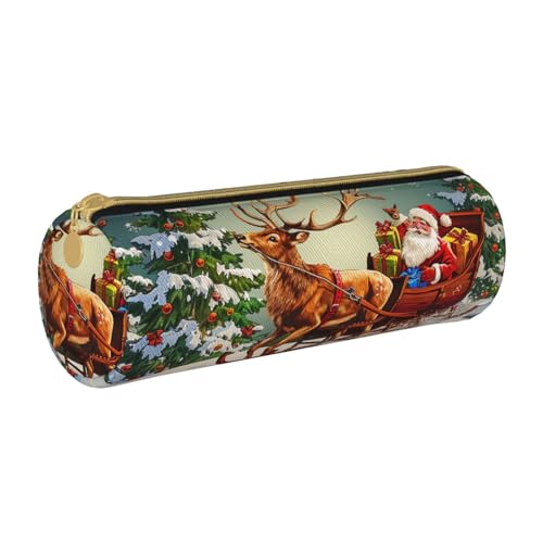 KCGSDEGV Bedrucktes rundes Federmäppchen mit Aufschrift "Merry Christmas Day", niedliches Leder-Federmäppchen, Stifteetui, Schreibwaren-Organizer, Box für Schule, Mädchen, Jungen, weiß, Einheitsgröße, KCGSDEGV Bedrucktes rundes Federmäppchen mit Aufschrift "Merry Christmas Day", niedliches Leder-Federmäppchen, Stifteetui, Schreibwaren-Organizer, Box für Schule, Mädchen, Jungen, weiß, Einheitsgröße, von KCGSDEGV