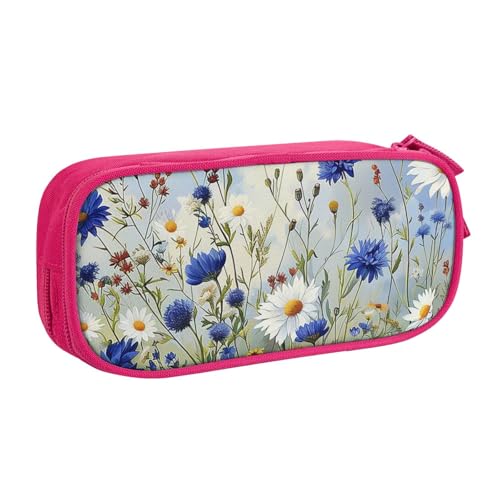 KCGSDEGV Federmäppchen mit wilden Blumen und Kornblumen, Gänseblümchen, Kunstdruck, für Schule, Mädchen, Jungen, großes Fassungsvermögen, niedliches Federmäppchen, Schreibwaren-Organizer-Box, schwarz, KCGSDEGV Federmäppchen mit wilden Blumen und Kornblumen, Gänseblümchen, Kunstdruck, für Schule, Mädchen, Jungen, großes Fassungsvermögen, niedliches Federmäppchen, Schreibwaren-Organizer-Box, schwarz, von KCGSDEGV