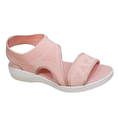 KEAOZVFE Sommer elastische Kapuze flache Sandalen für Frauen Mesh Sportsandalen für Frauen lässige flache Sandalen für Sommer Frauen Sandalen für Frauen breite Sandalen von KEAOZVFE