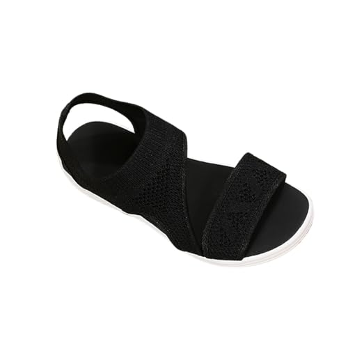 KEAOZVFE Sommer elastische Kapuze flache Sandalen für Frauen Mesh Sportsandalen für Frauen lässige flache Sandalen für Sommer Frauen Sandalen für Frauen breite Sandalen von KEAOZVFE