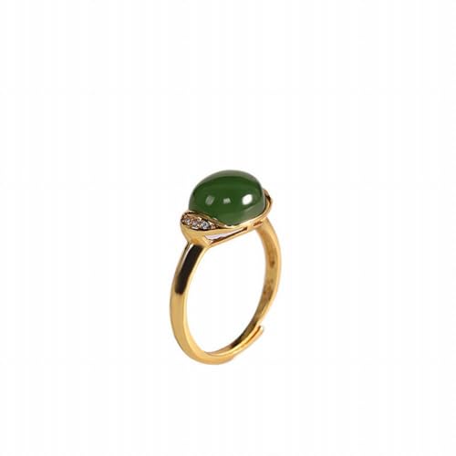 KEDDJI 925 Silber Schmuck Vergoldet Hetian Jade Ring Stil Armband, Ring von KEDDJI