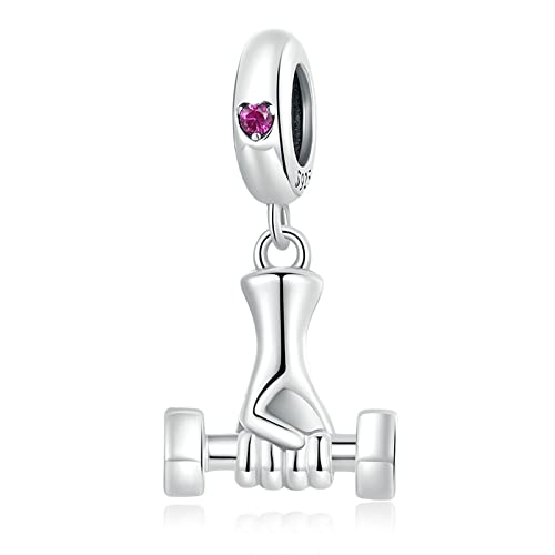 KEDDJI 925 Sterling Silber Charm Dangle Beads, Diy Handmade Mini Gym Hanteln Anhänger Geschenk für Frauen Mädchen Kompatibel mit Pandora Troll Chamilia Charm Armband und Halsketten von KEDDJI