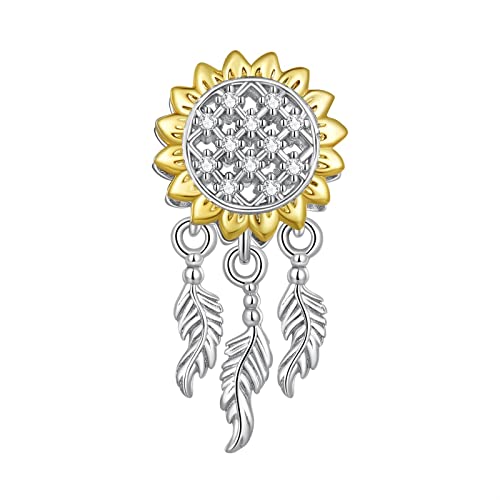 KEDDJI 925 Sterling Silber Daisy Bee Collection Bead Charms, Diy Lucky Sunflower Handmade Anhänger For Pandora Oder Andere Arten von Europäischen Armbändern und Halsketten, Bsc820, von KEDDJI