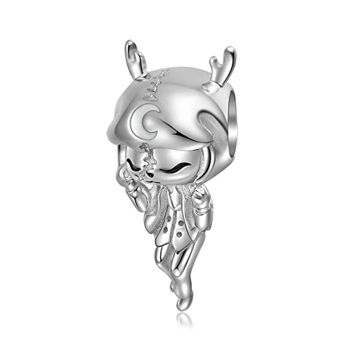 KEDDJI 925 Sterling Silber Elch Mädchen Charm Beads Diy Handgefertigter Anhänger For Pandora Troll Chamilia Biagi European Style Armband & Halsketten Pc1418 von KEDDJI