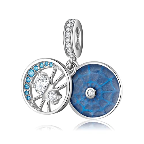 KEDDJI 925 Sterling Silber Halloween Blaue Spinne Charm Perlen Diy Handgefertigter Anhänger For Pandora Troll Chamilia Biagi European Style Armband & Halsketten Pd0651 von KEDDJI