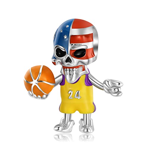 KEDDJI 925 Sterling Silber Nr. 24 Basketball Athlet Charm Beads, Diy Handgemachter Anhänger For Pandora Troll Chamilia Biagi European Style Armband & Halsketten Pc1525 von KEDDJI