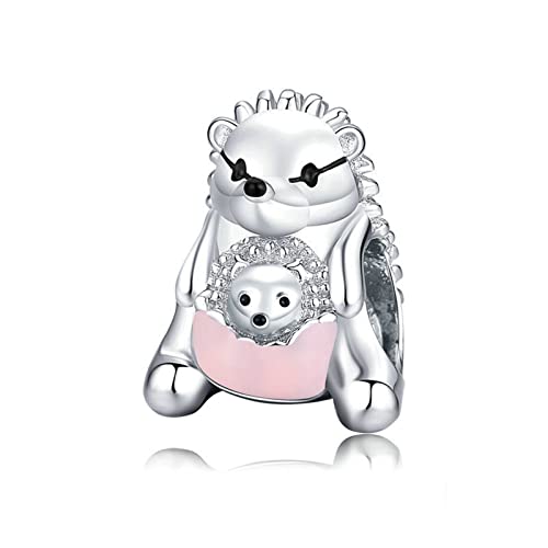 KEDDJI 925 Sterling Silber Pink Drip Oil Igel Mom Charms Baumelnde Perlen, Diy Great Mother Love Anhänger Geschenk For Frauen Mädchen Kompatibel mit Pandora Charm Bracelets und Halsketten Bsc239 von KEDDJI