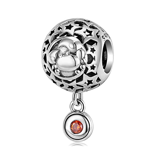 KEDDJI 925 Sterling Silber Zodiac Collection Charm Dangle Beads, Diy Anhänger Geschenk For Frauen Mädchen Kompatibel mit Pandora Troll Chamilia Charm Armband und Halsketten, April, von KEDDJI