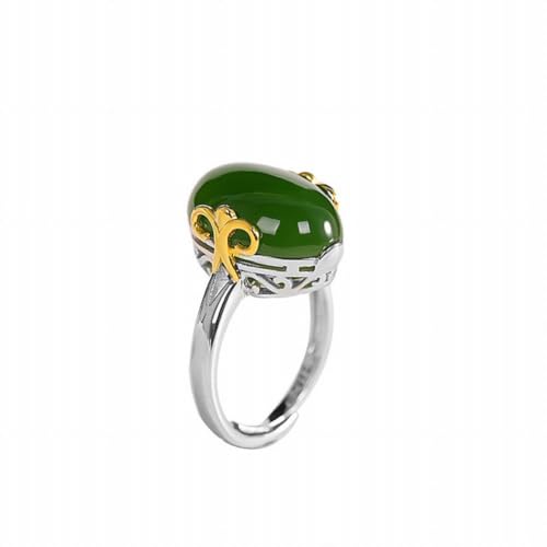 KEDDJI Hetian Jade Ring S925 Silber Schmuck Offener Ring Ethnische Gruppe von KEDDJI