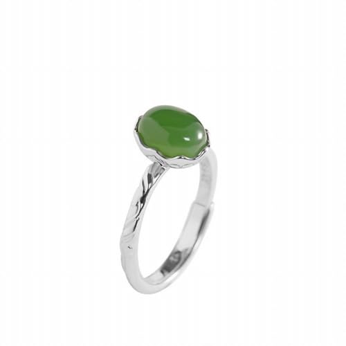 KEDDJI S925 Silber Eingelegt Hotan Jade Jaspis Geometrische Ring Stil Offene Ring, Ring, Eröffnung von KEDDJI