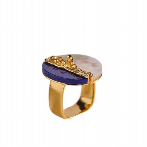 KEDDJI S925 Silber Überzogene Quadratische Lapislazuli Shell Ring Öffnung, blau von KEDDJI