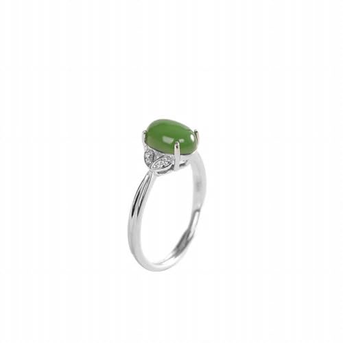 KEDDJI S925 Sterling Silber Inlay Hetian Jade Ring Personalisierte Offene Ring von KEDDJI