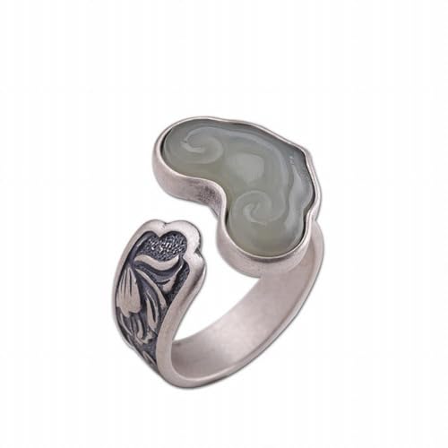 KEDDJI Thai Silber Handmade S925 Silber Hotan Jade Ruyi Ring, Eröffnung von KEDDJI