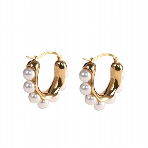 S925 Silber Schmuck Gold Plated Bead Ohrring Ohr Clip, KEDDJI, Perlenohren von KEDDJI