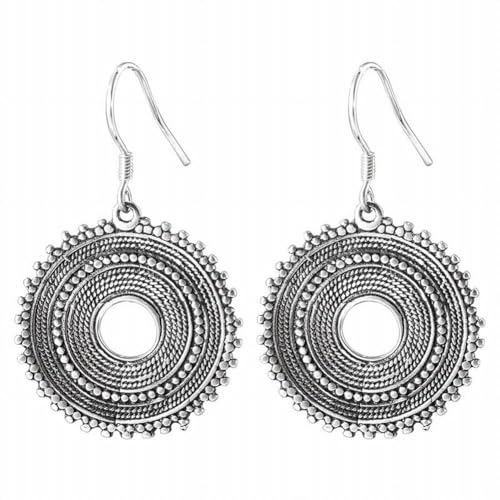 S925 Sterling Silber Bohemian Stil Antike Runde Ohrringe, KEDDJI, Ohrstecker von KEDDJI