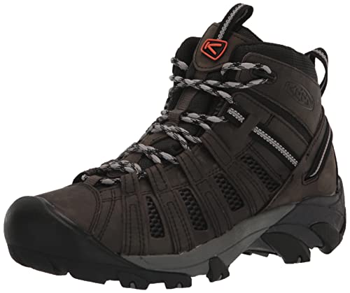 KEEN Utility Voyageur-Herren Wanderschuhe, Steel Grey/Scarlet Ibis, 44 EU von KEEN Utility