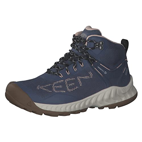 KEEN Damen NXIS Evo Mid Waterproof Wanderstiefel, Vintage Indigo/Harbor Gray, 41 EU von KEEN