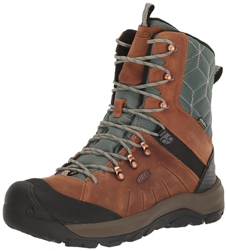 KEEN Damen Revel 4 High Polar Isolierte wasserdichte Schneestiefel, Ahorn/Dark Forest, 40.5 EU von KEEN