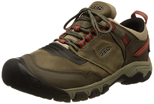 KEEN Herren Ridge Flex Waterproof Wanderschuh, Timberwolf/Ketchup, 47 EU von KEEN