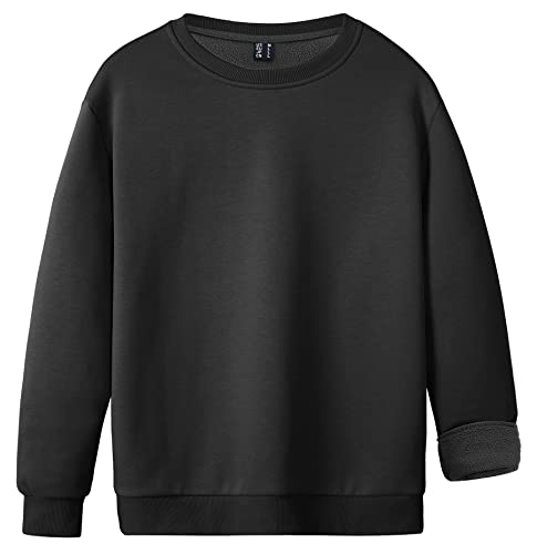 KEFITEVD Herren Fleece Pullover Winddicht Thermo Sweatshirt Männer Langarm Fleeceshirt Herbst Gym Arbeitspullover Casual Polyester Kleidung Basic Frühling Freizeitshirt Schwarz XL von KEFITEVD