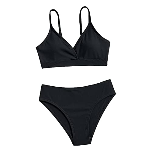 Bikini set für Mädchen Kinder Teenager mit Shorts Bikini Zweiteiliger Badeanzüge Rüschen Bikinioberteil mit Triangel Bedruckte Bikinihose Mädchen Tankini Bikini Mädchen Badeanzug Sommer Swimsuit von KEIZHUONIQIU