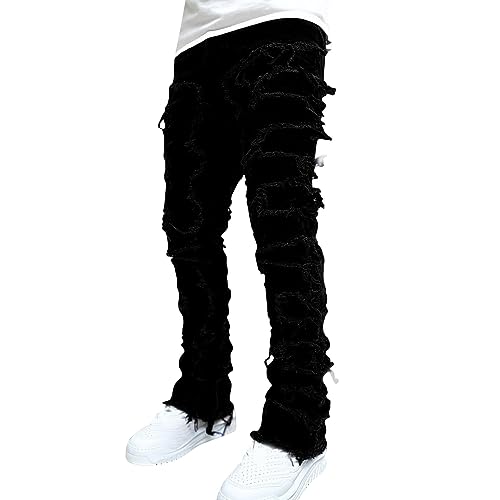 Herren Jeans Länge Straight Fit Mit Löchern Jeans Classic-Style Denim Hosen Herrenjeans Stretch Jeans Jogginghose Jeanshose Arbeitshose Jeans Cargo Jeans von KEIZHUONIQIU