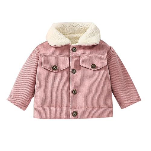 KEIZHUONIQIU Baby Mädchen Cordjacke mit Innenfutter, Fleece Gefüttert Cordjacken Stehkragen Corduroy Winterjacke von KEIZHUONIQIU